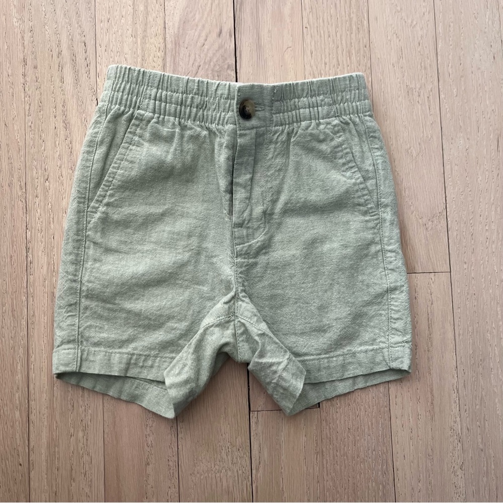 Janie & Jack Green Linen Shorts